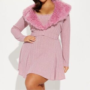 Fashion Nova Purple Fit and Flare Long Sleeve Dress